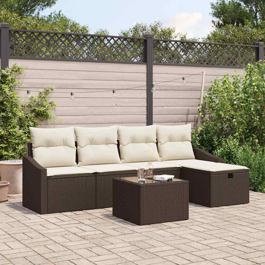 Sofa Set mit Kissen 6 pcs Poly-Rattan