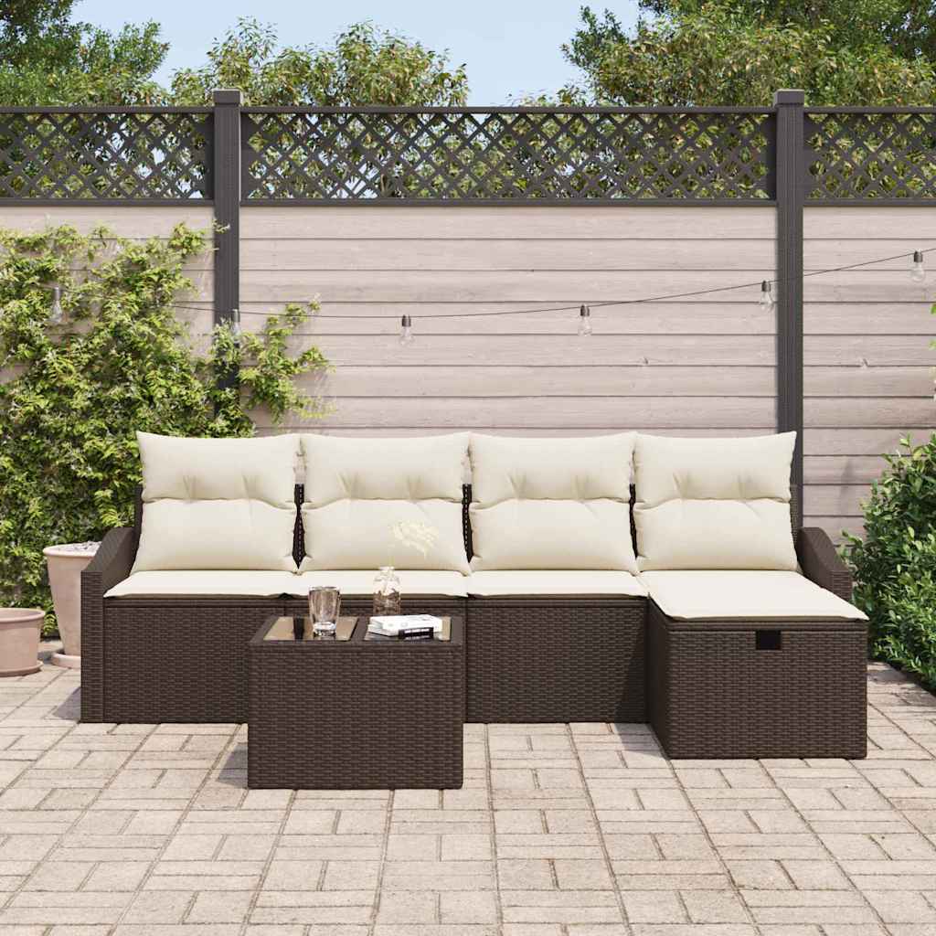 Sofa Set mit Kissen 6 pcs Poly-Rattan