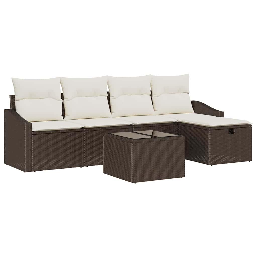 Sofa Set mit Kissen 6 pcs Poly-Rattan