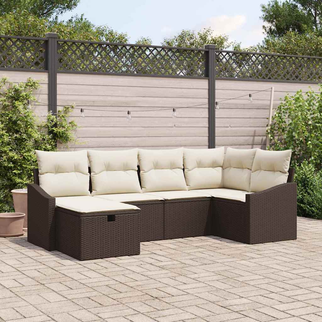 Sofa Set mit Kissen 6 pcs Poly-Rattan
