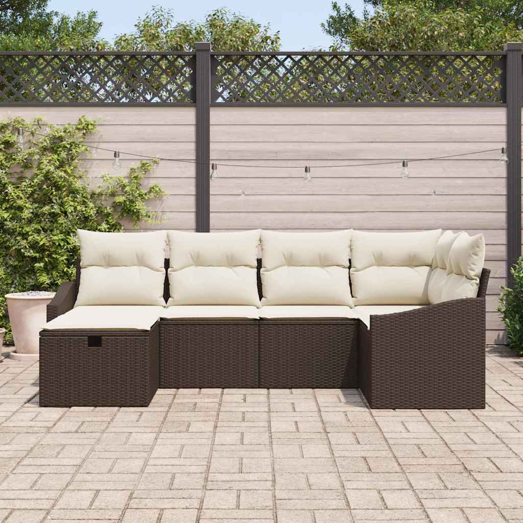 Sofa Set mit Kissen 6 pcs Poly-Rattan