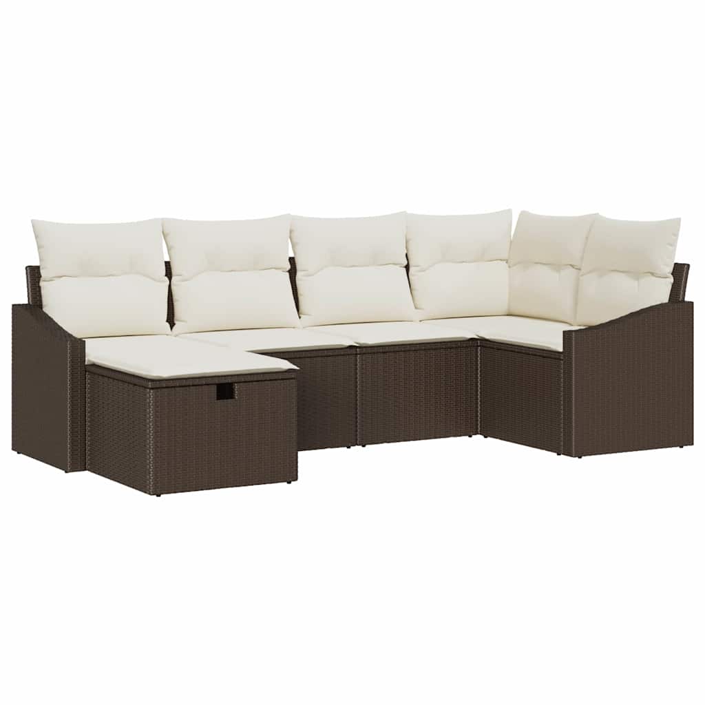 Sofa Set mit Kissen 6 pcs Poly-Rattan