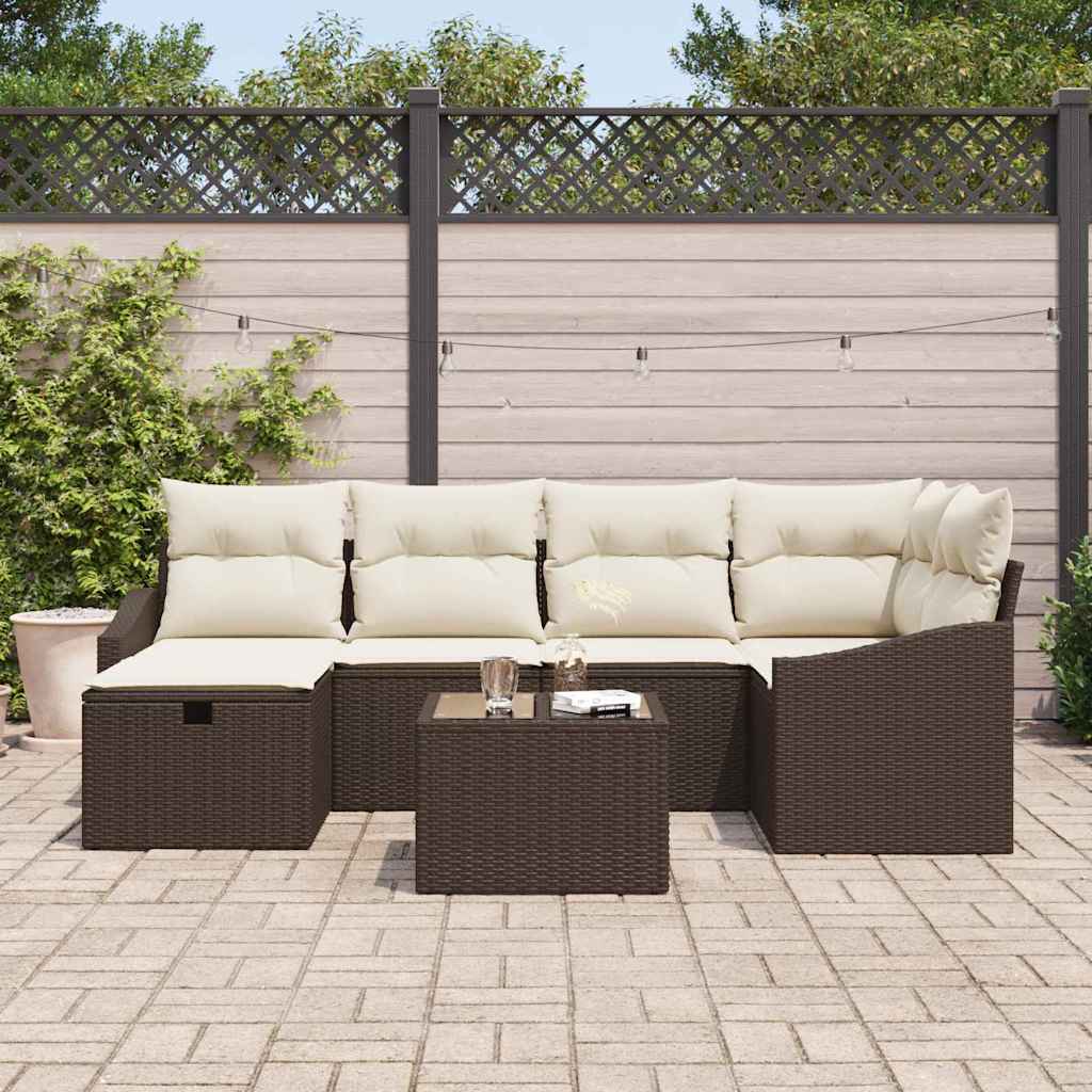 Sofa Set mit Kissen 6 pcs Poly-Rattan