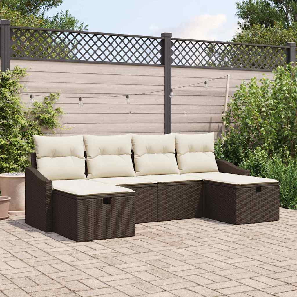 Sofa Set mit Kissen 6 pcs Poly-Rattan