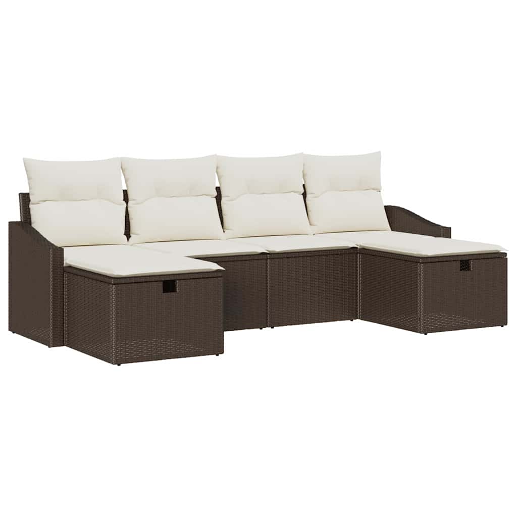 Sofa Set mit Kissen 6 pcs Poly-Rattan