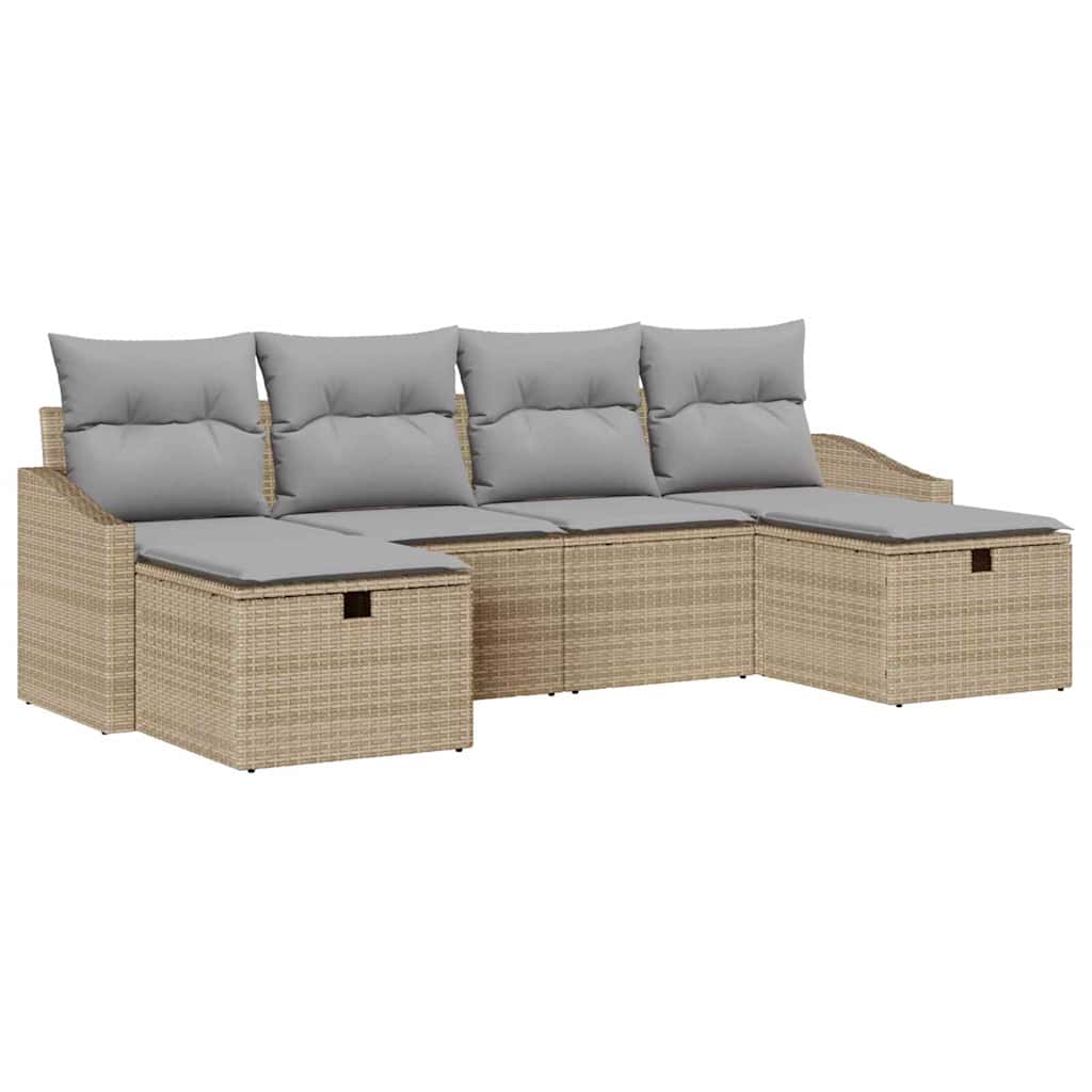 Sofa Set mit Kissen 6 pcs Poly-Rattan