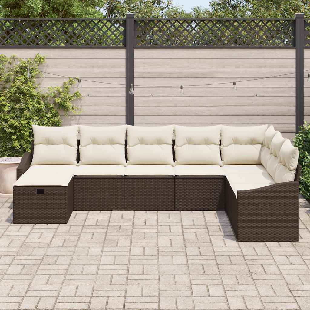 Sofa Set mit Kissen 9 pcs Poly-Rattan