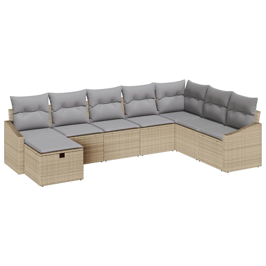 Sofa Set mit Kissen 9 pcs Poly-Rattan