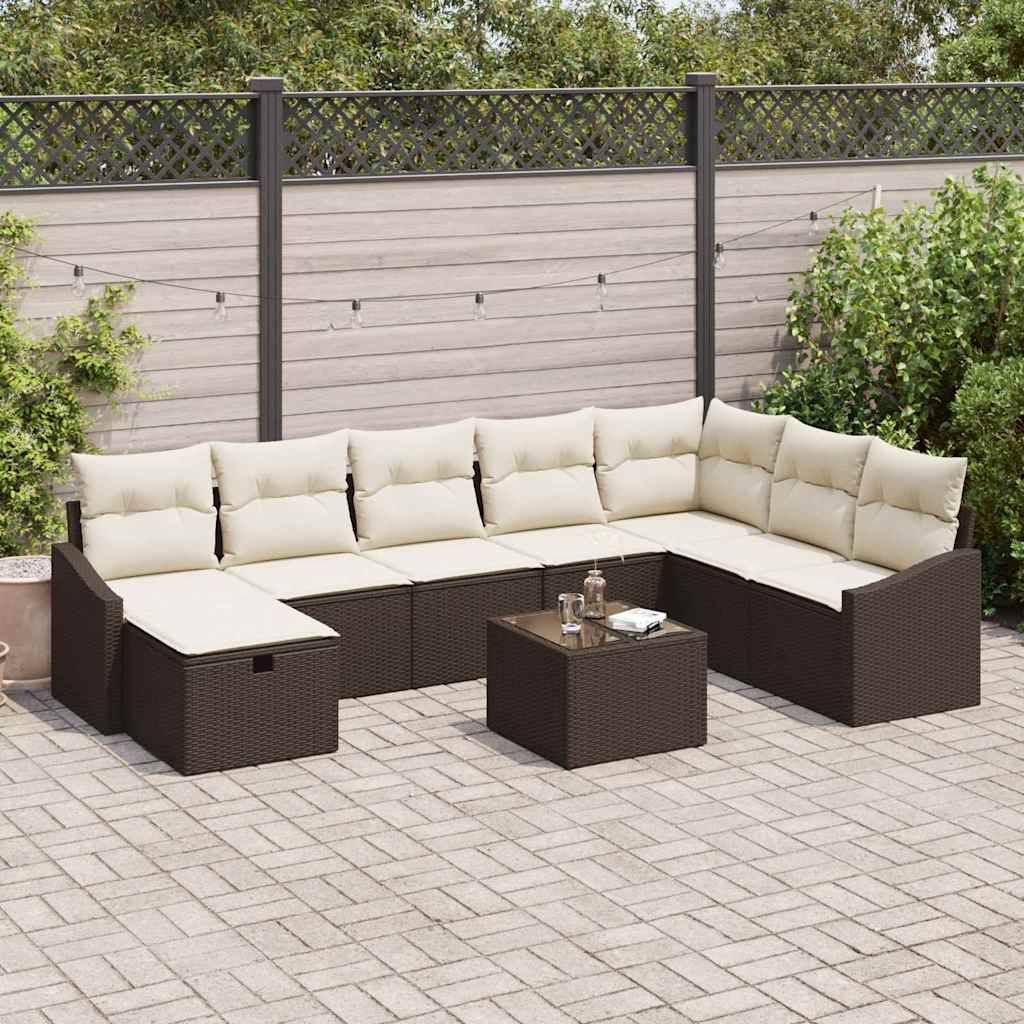 Sofa Set mit Kissen 9 pcs Poly-Rattan