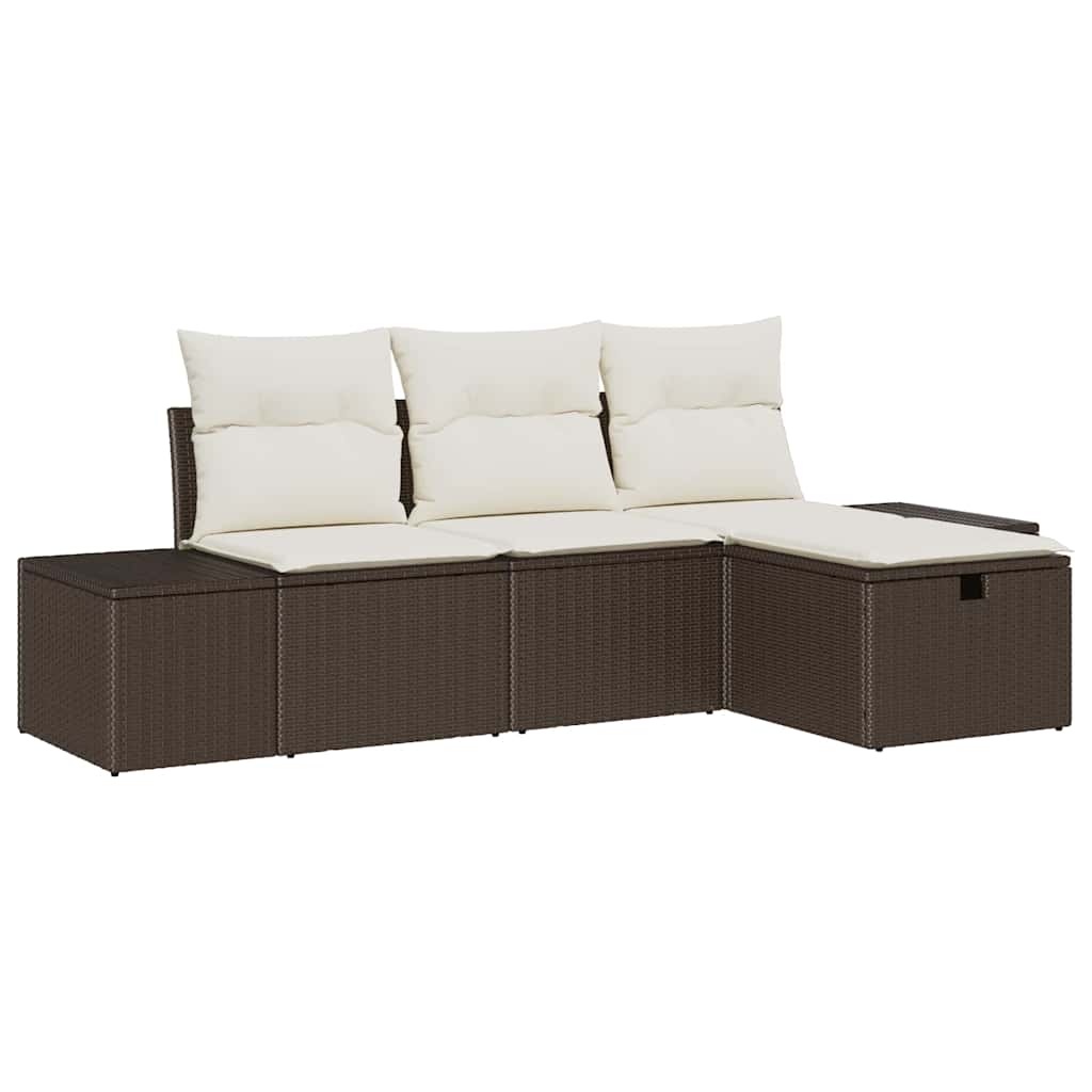 Sofa Set mit Kissen 4 pcs Poly-Rattan