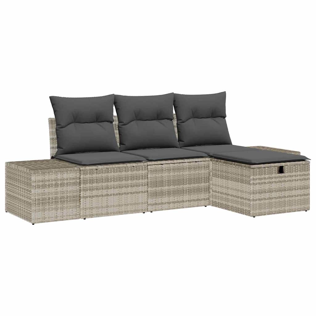 Sofa Set mit Kissen 4 pcs Poly-Rattan