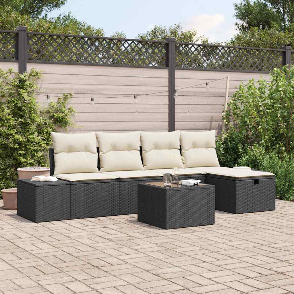 Sofa Set mit Kissen 6 pcs Poly-Rattan