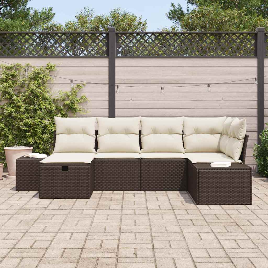 Sofa Set mit Kissen 6 pcs Poly-Rattan