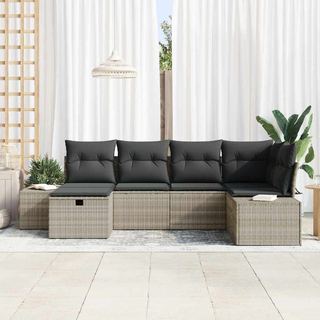 Sofa Set mit Kissen 7 pcs Poly-Rattan