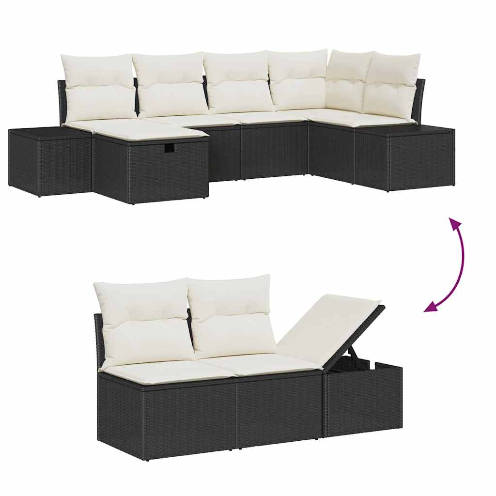 Sofa Set mit Kissen 7 pcs Poly-Rattan