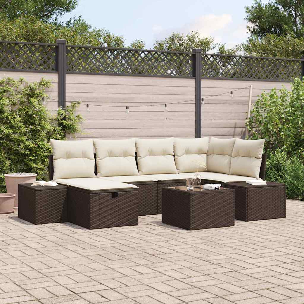 Sofa Set mit Kissen 7 pcs Poly-Rattan