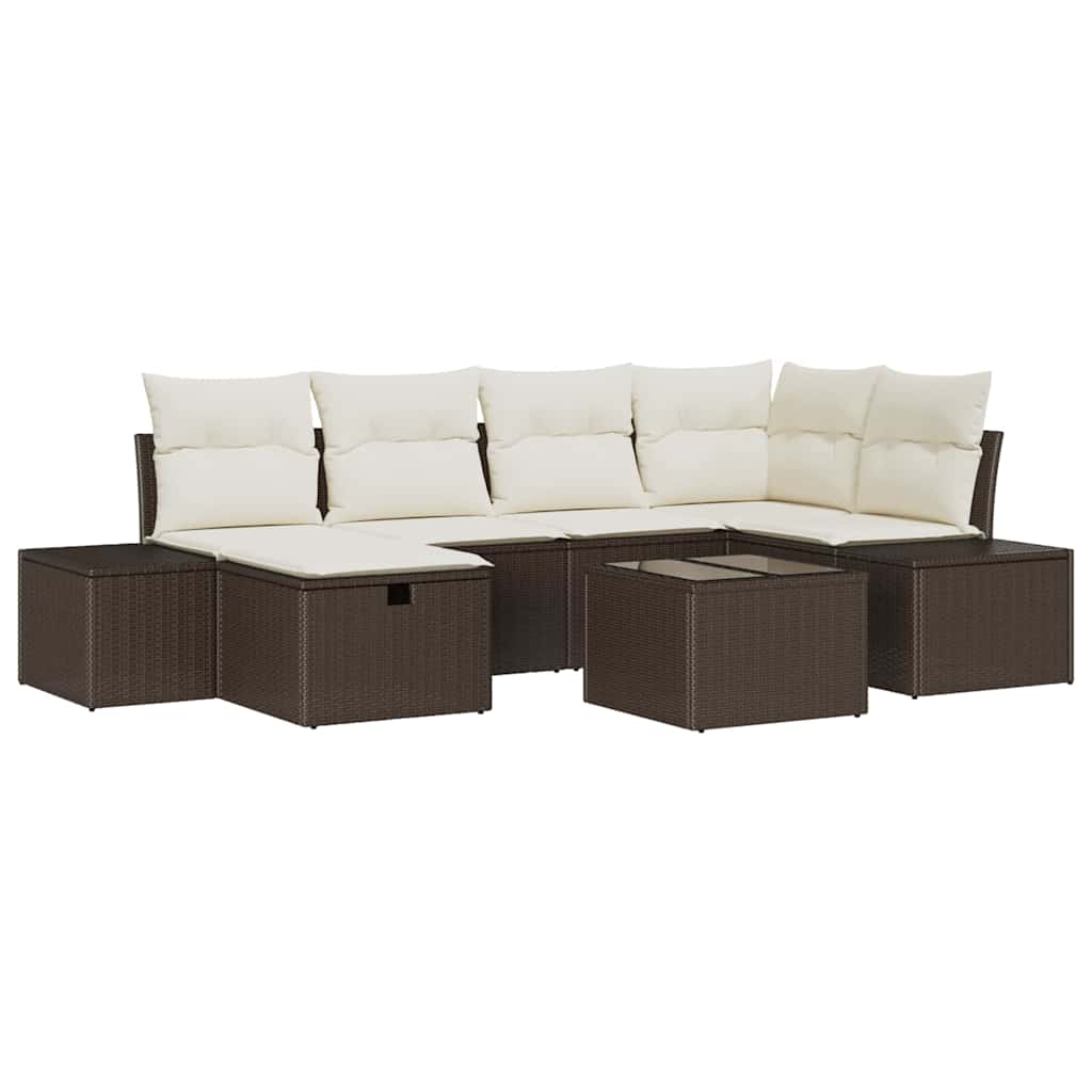 Sofa Set mit Kissen 7 pcs Poly-Rattan