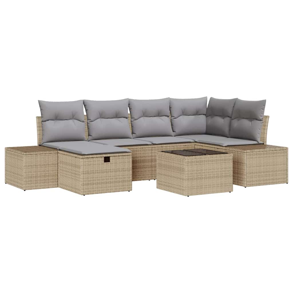 Sofa Set mit Kissen 6 pcs Poly-Rattan