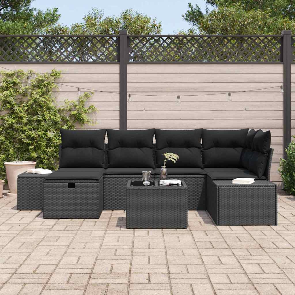 Sofa Set mit Kissen 6 pcs Poly-Rattan