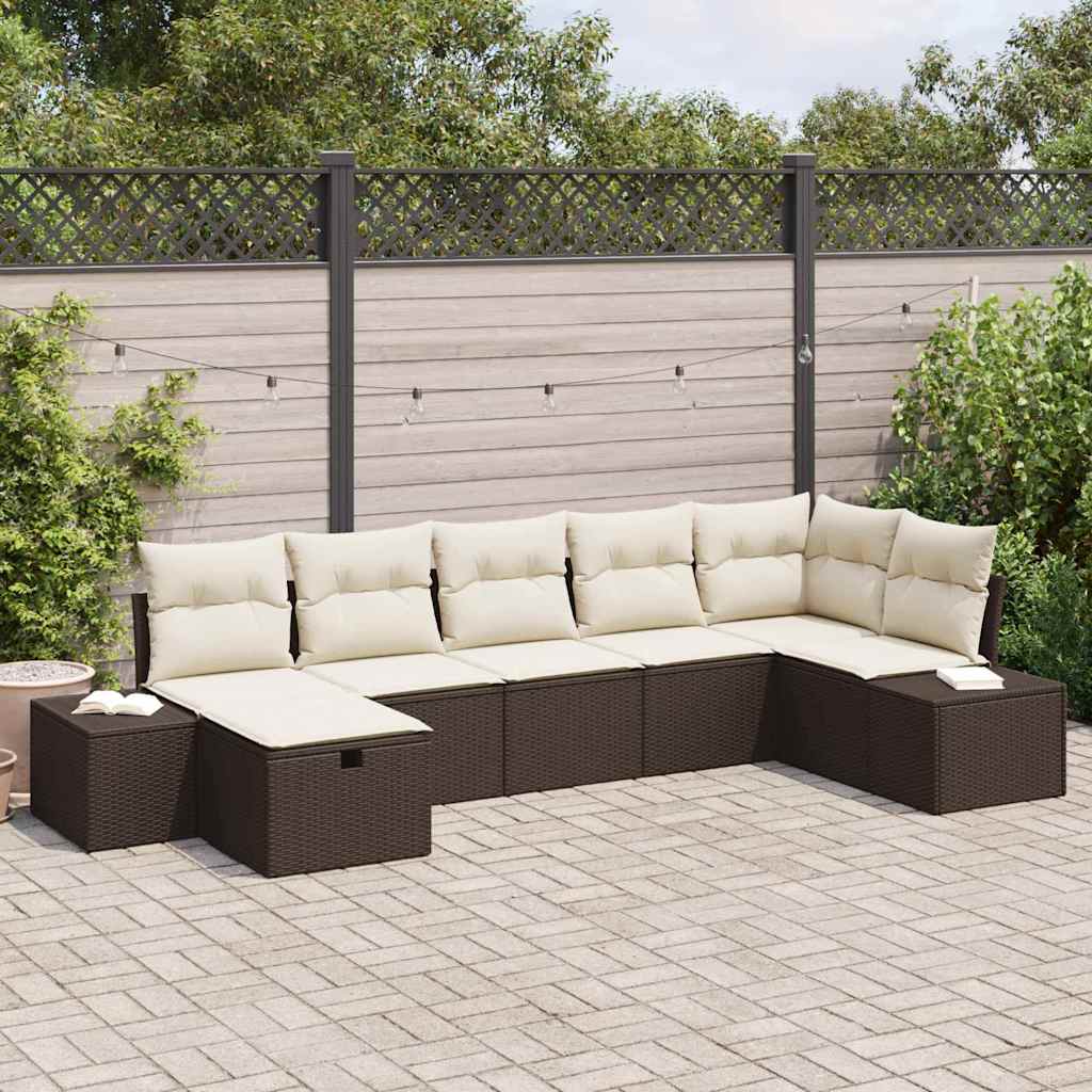 Sofa Set mit Kissen 7 pcs Poly-Rattan