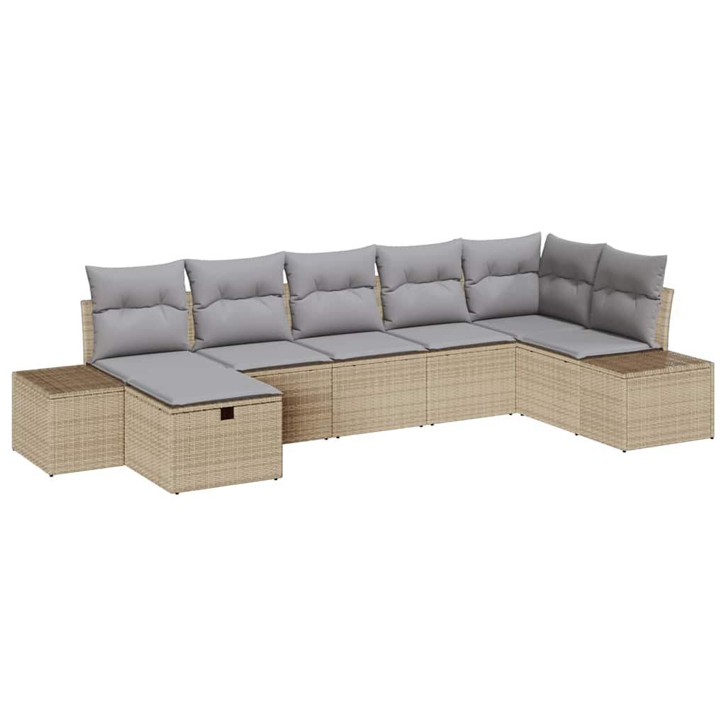 Sofa Set mit Kissen 7 pcs Poly-Rattan
