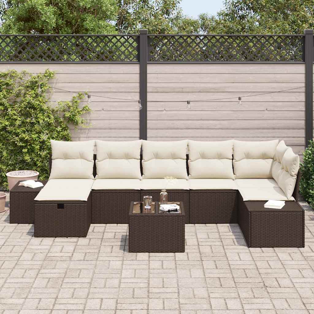 Sofa Set mit Kissen 8 pcs Poly-Rattan