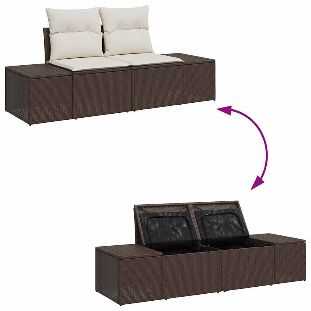 Garten-Sofa-Set mit Kissen 9 pcs Braun Poly Rattan