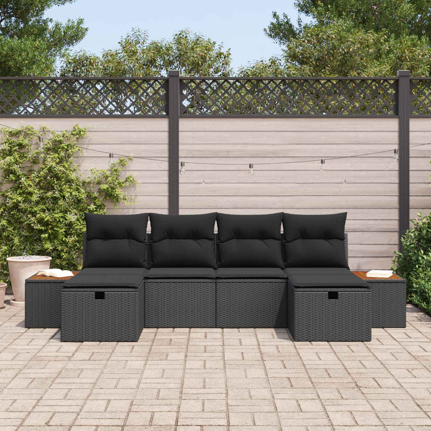 Garten-Sofa-Set 6 pcs Schwarz 55 x 62 x 69 cm Poly Rattan