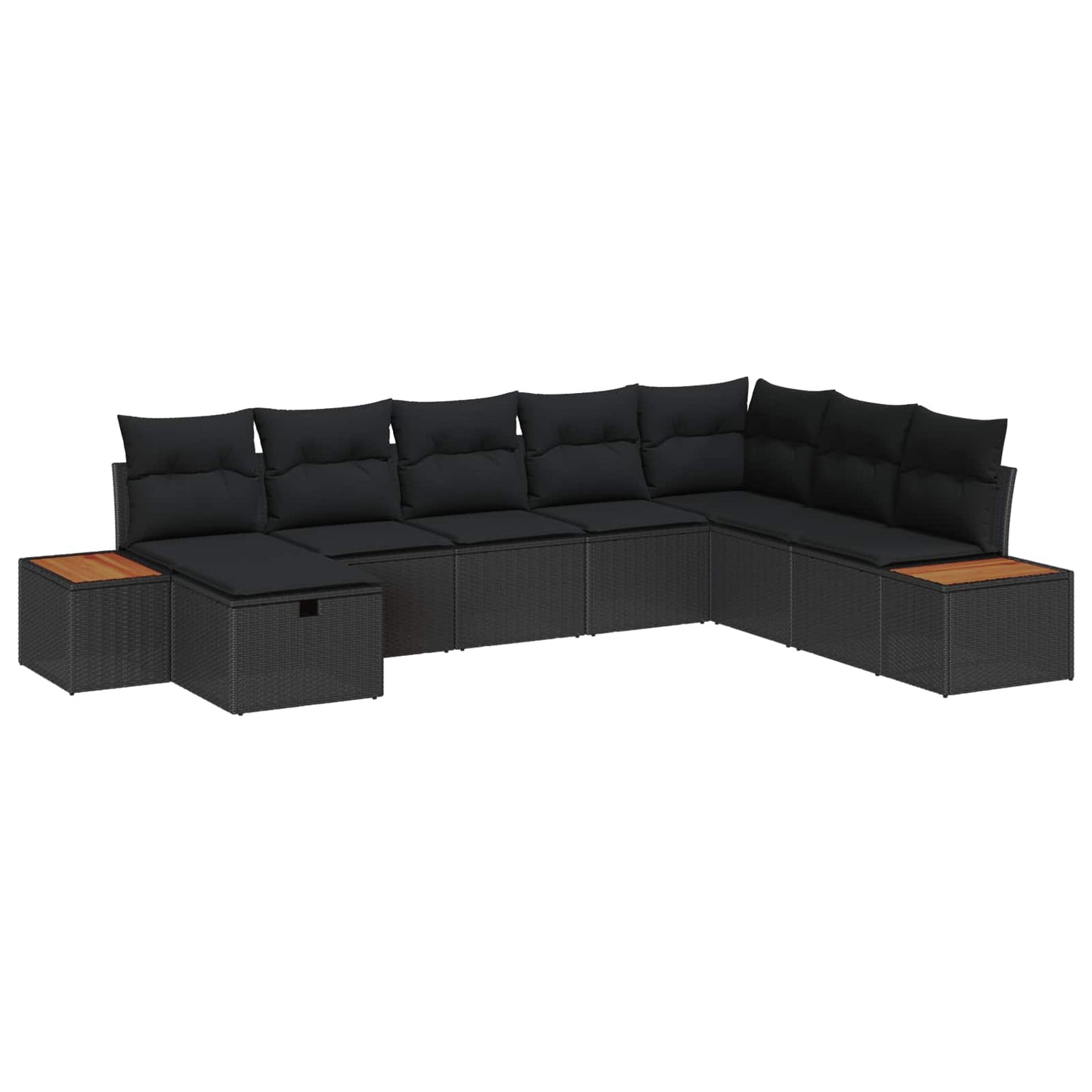 Gartensofa-set mit Kissen mit Speicher Schwarz Poly-Rattan