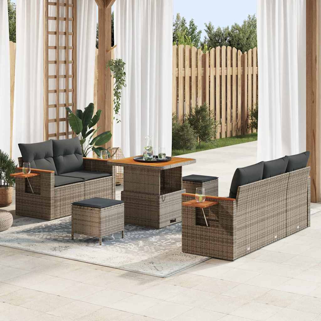 Gartensofa-set mit Kissen 8 pcs Grau