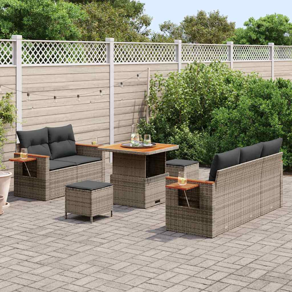 Gartensofa-set mit Kissen 8 pcs Grau