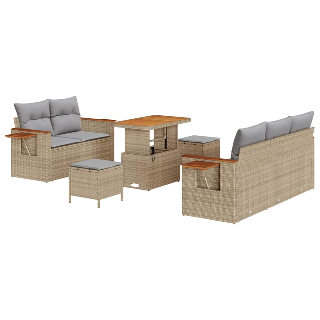 Gartensofa-set mit Kissen 8 pcs Beige und Hellgrau