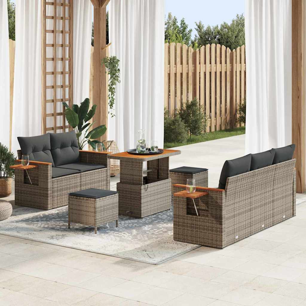 Gartensofa-set mit Kissen 8 pcs Grau