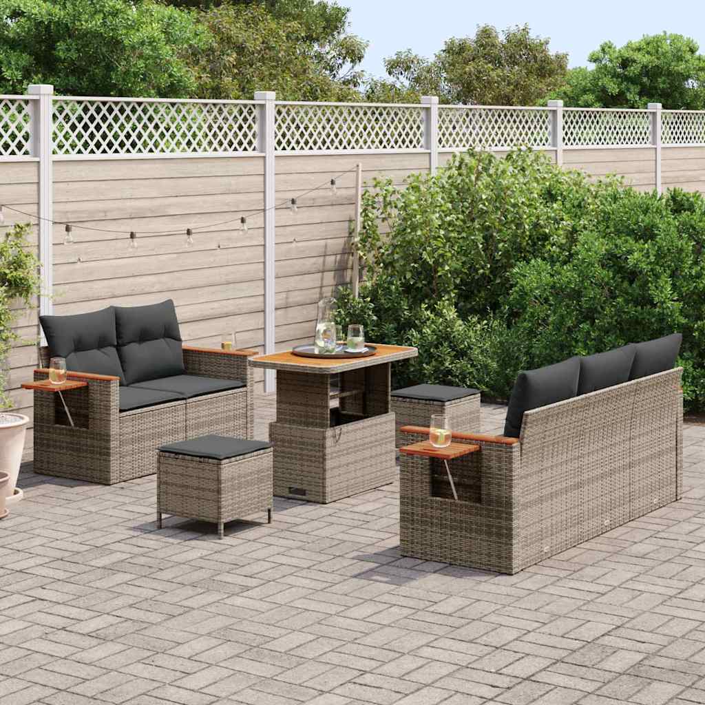Gartensofa-set mit Kissen 8 pcs Grau