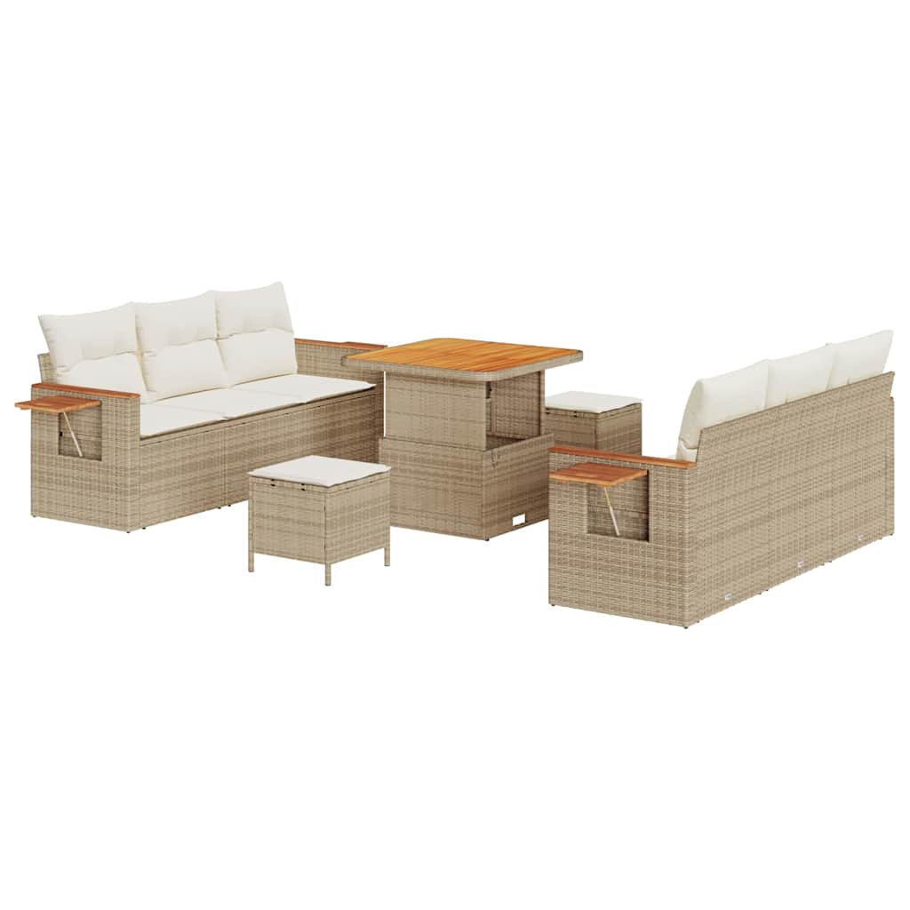 Gartensofa-set mit Kissen 9 pcs Beige und Creme