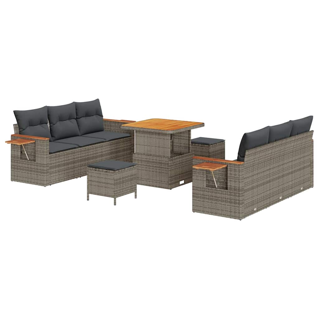 Gartensofa-set mit Kissen 9 pcs Grau