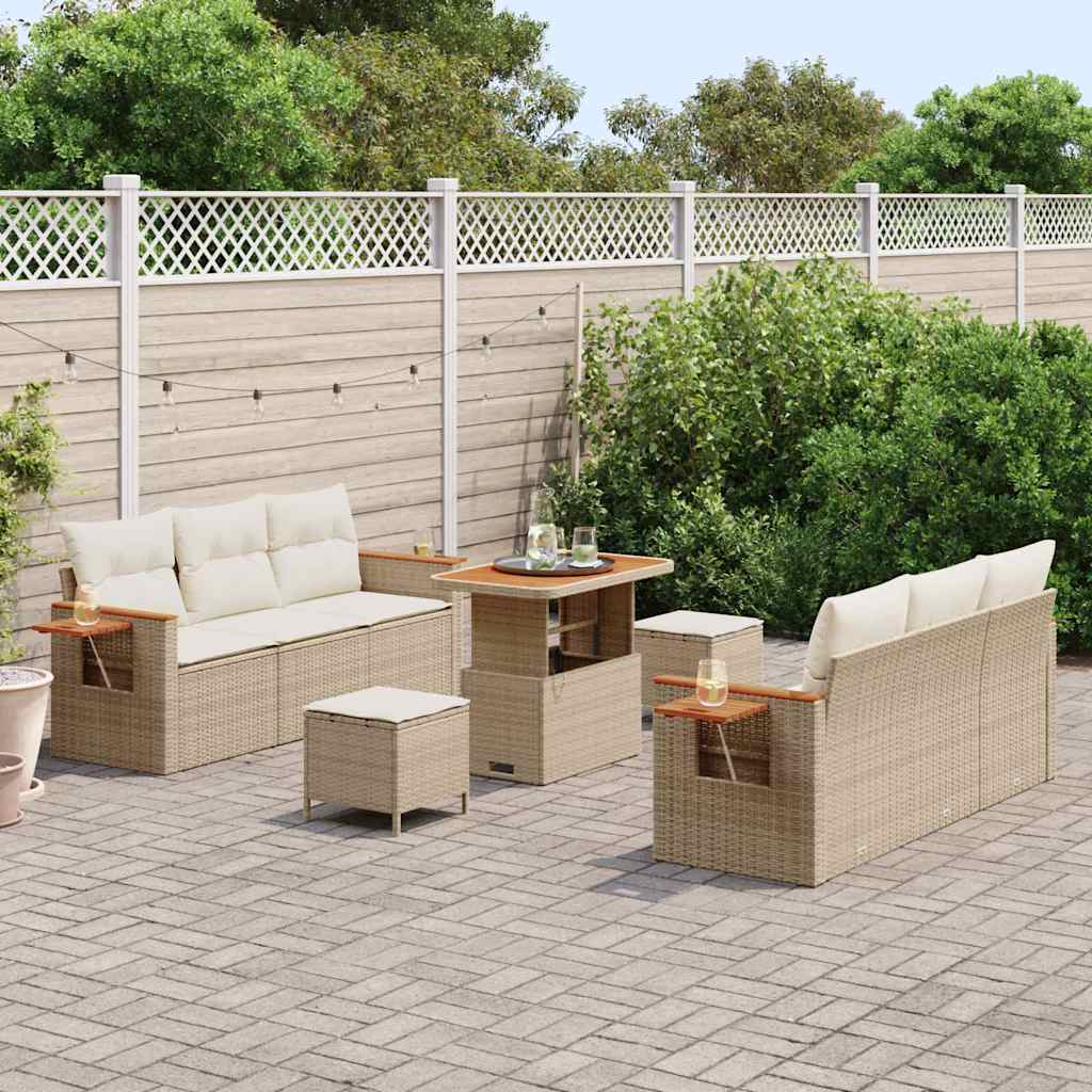 Gartensofa-set mit Kissen 9 pcs Beige und Creme