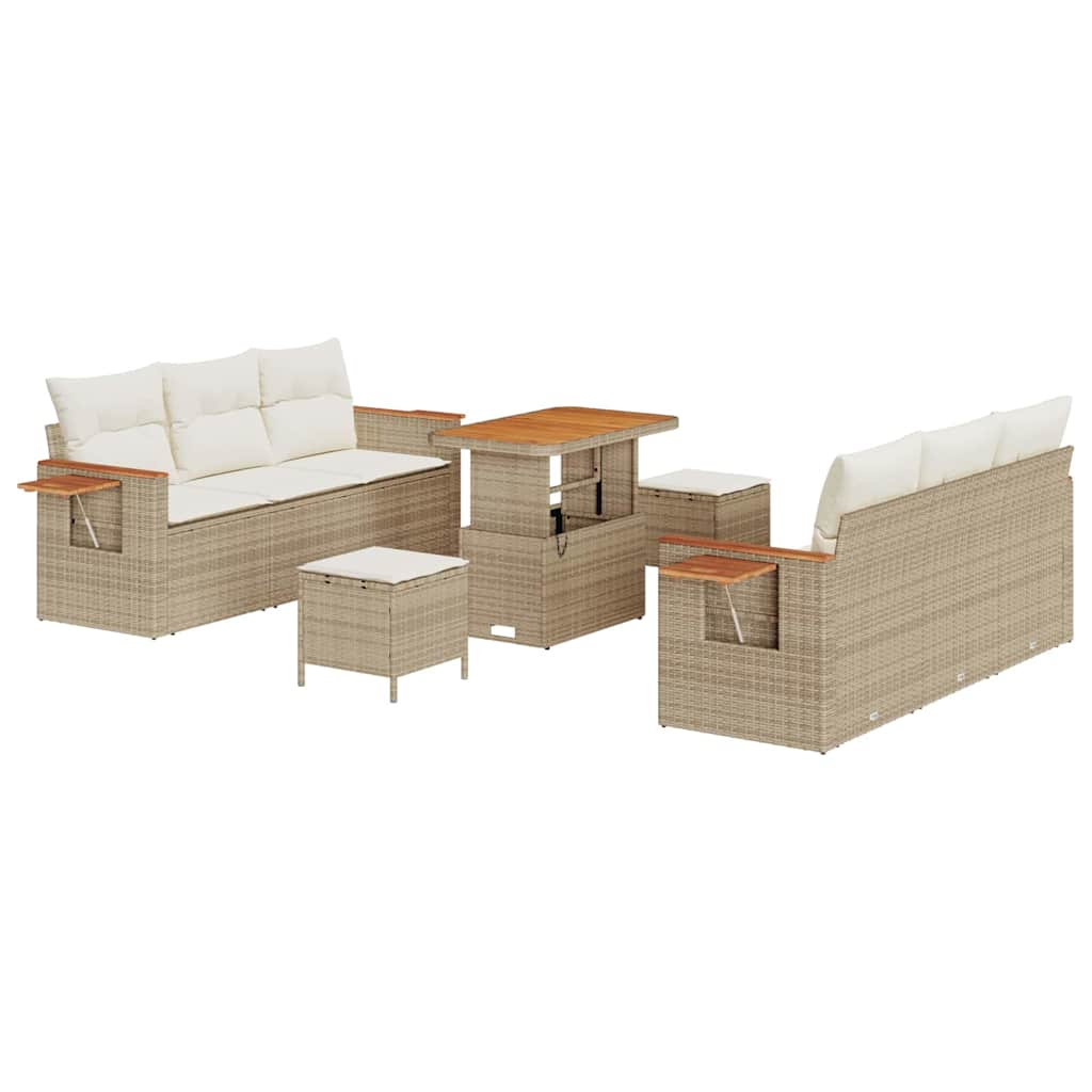 Gartensofa-set mit Kissen 9 pcs Beige und Creme