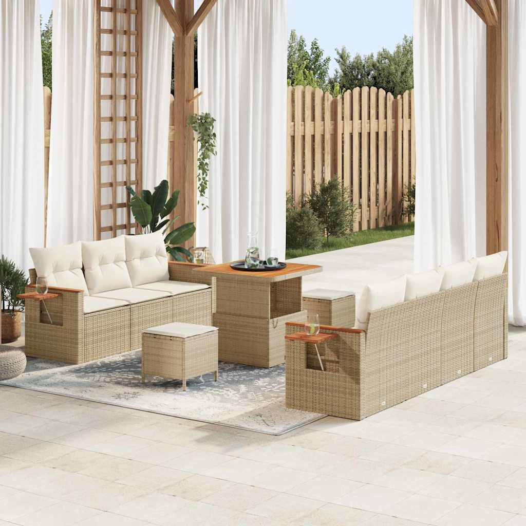 Gartensofa-set mit Kissen 10 pcs Beige und Creme
