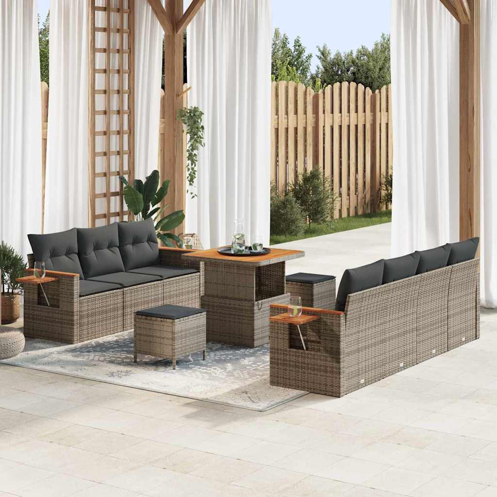Gartensofa-set mit Kissen 10 pcs Grau