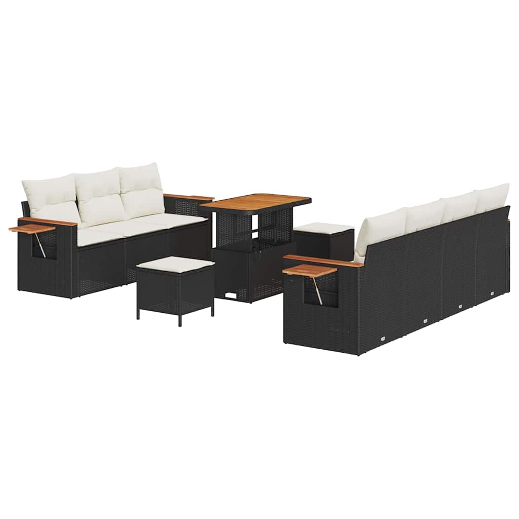 Gartensofa-set mit Kissen 10 pcs Schwarz und Creme