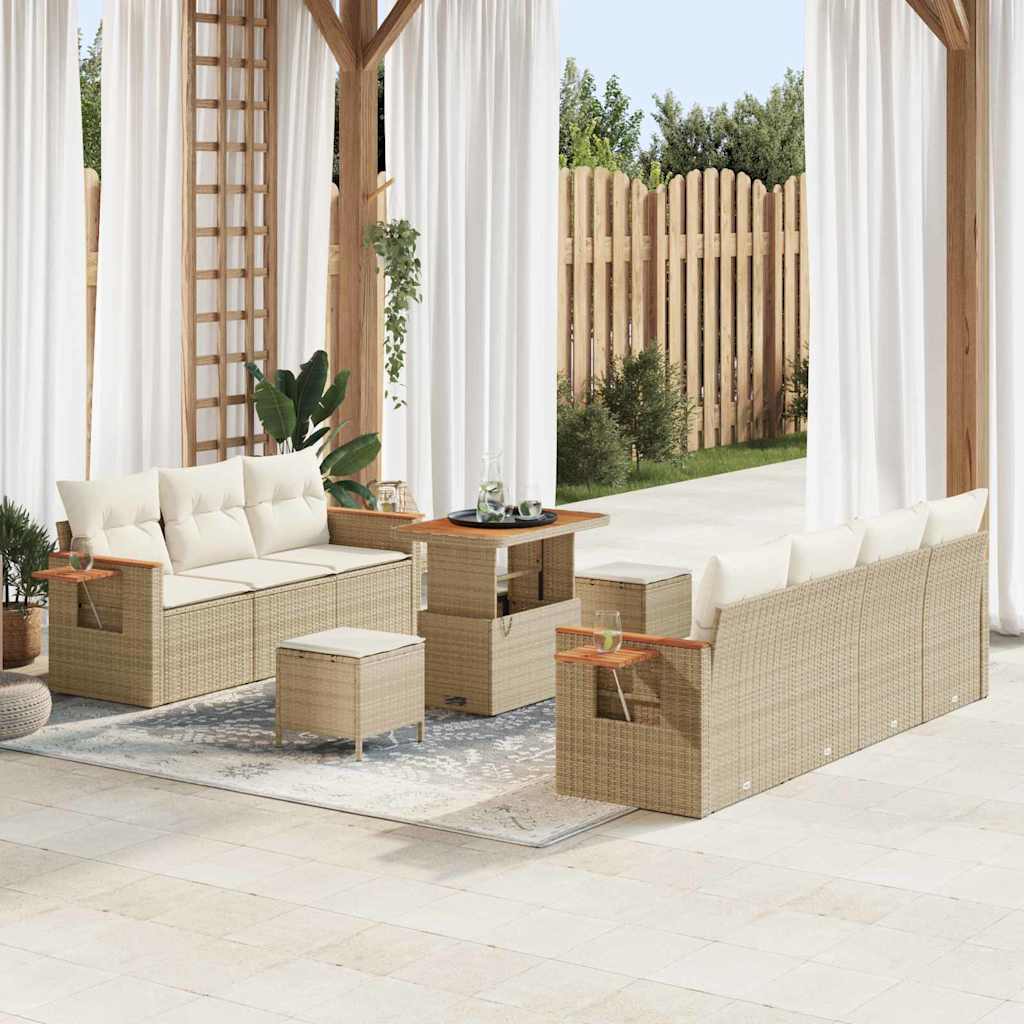 Gartensofa-set mit Kissen 10 pcs Beige und Creme