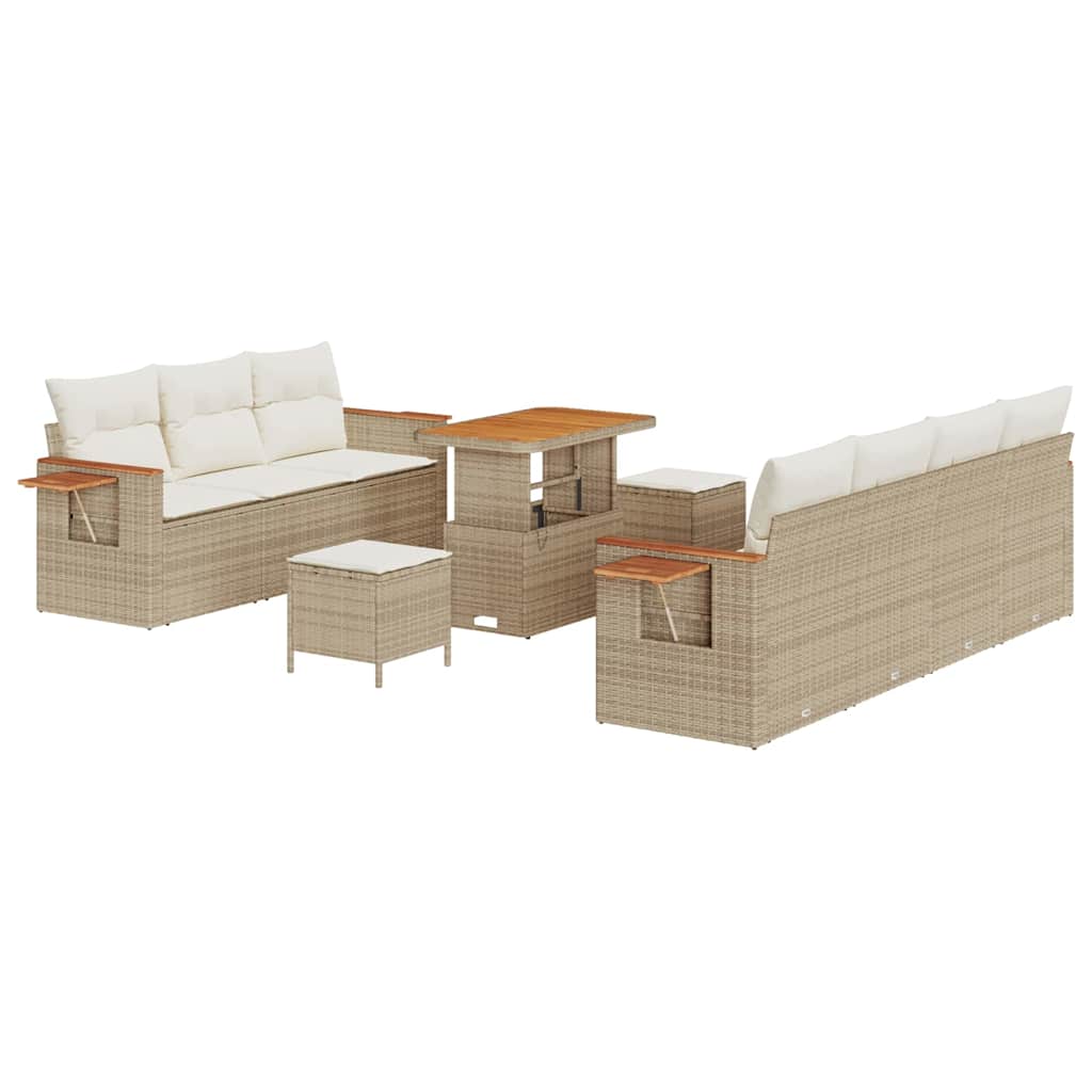 Gartensofa-set mit Kissen 10 pcs Beige und Creme