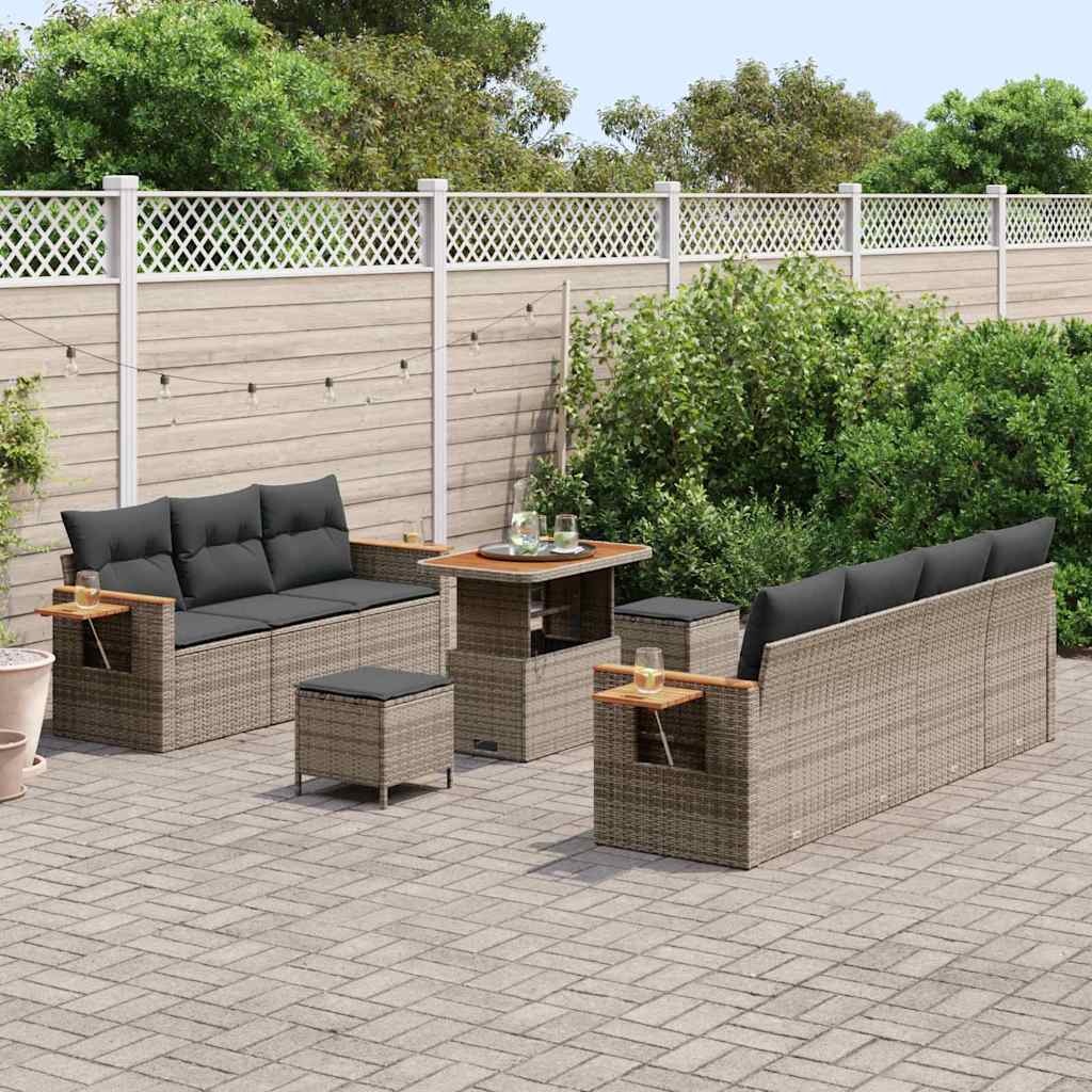 Gartensofa-set mit Kissen 10 pcs Grau