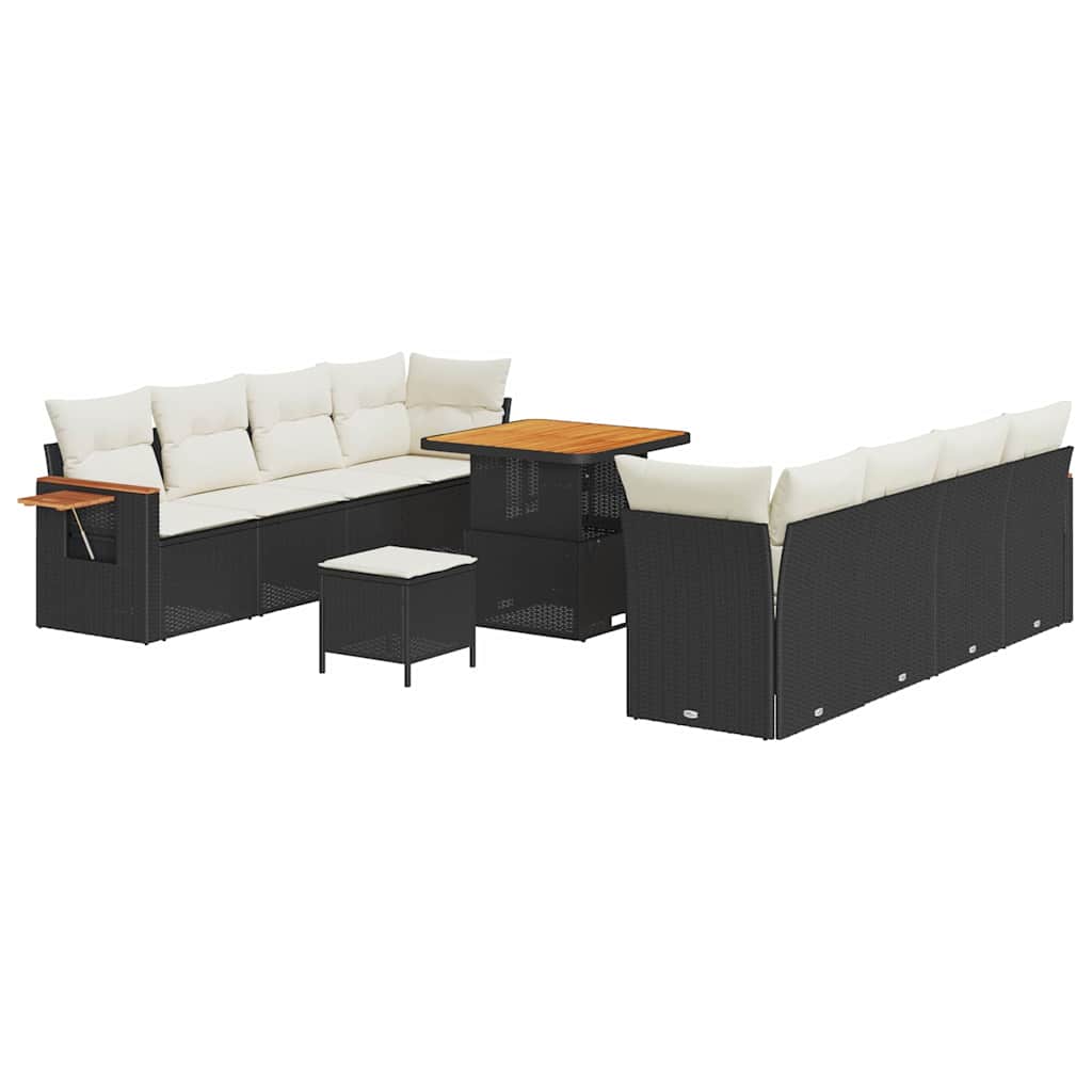 Gartensofa-set mit Kissen 11 pcs Schwarz und Creme