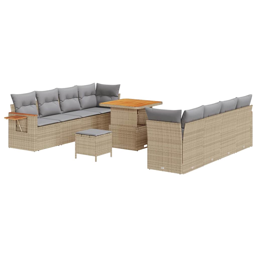 Gartensofa-set mit Kissen 11 pcs Beige und Hellgrau