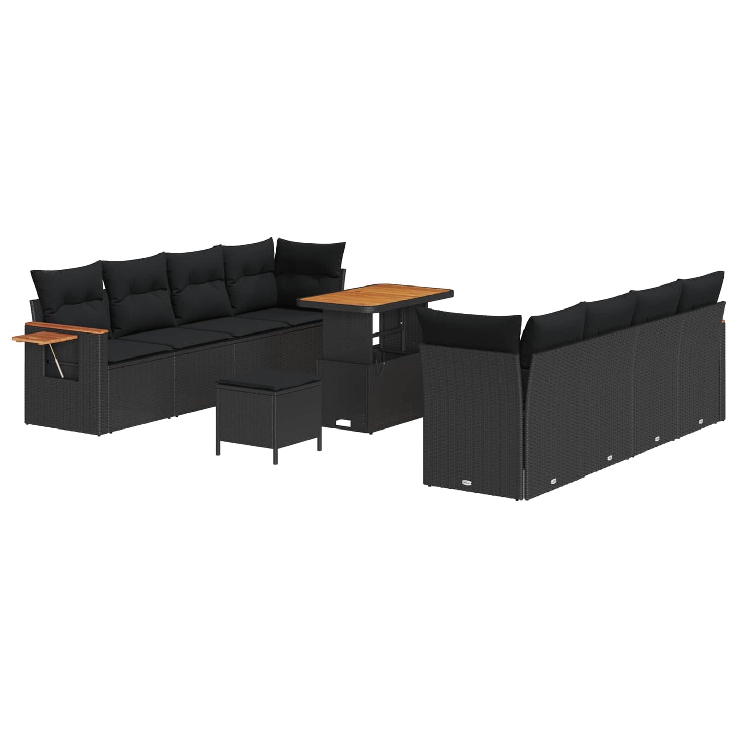 Gartensofa-set mit Kissen 11 pcs Schwarz