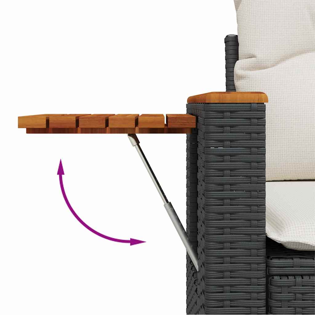 Gartensofa-set mit Kissen 11 pcs Schwarz und Creme