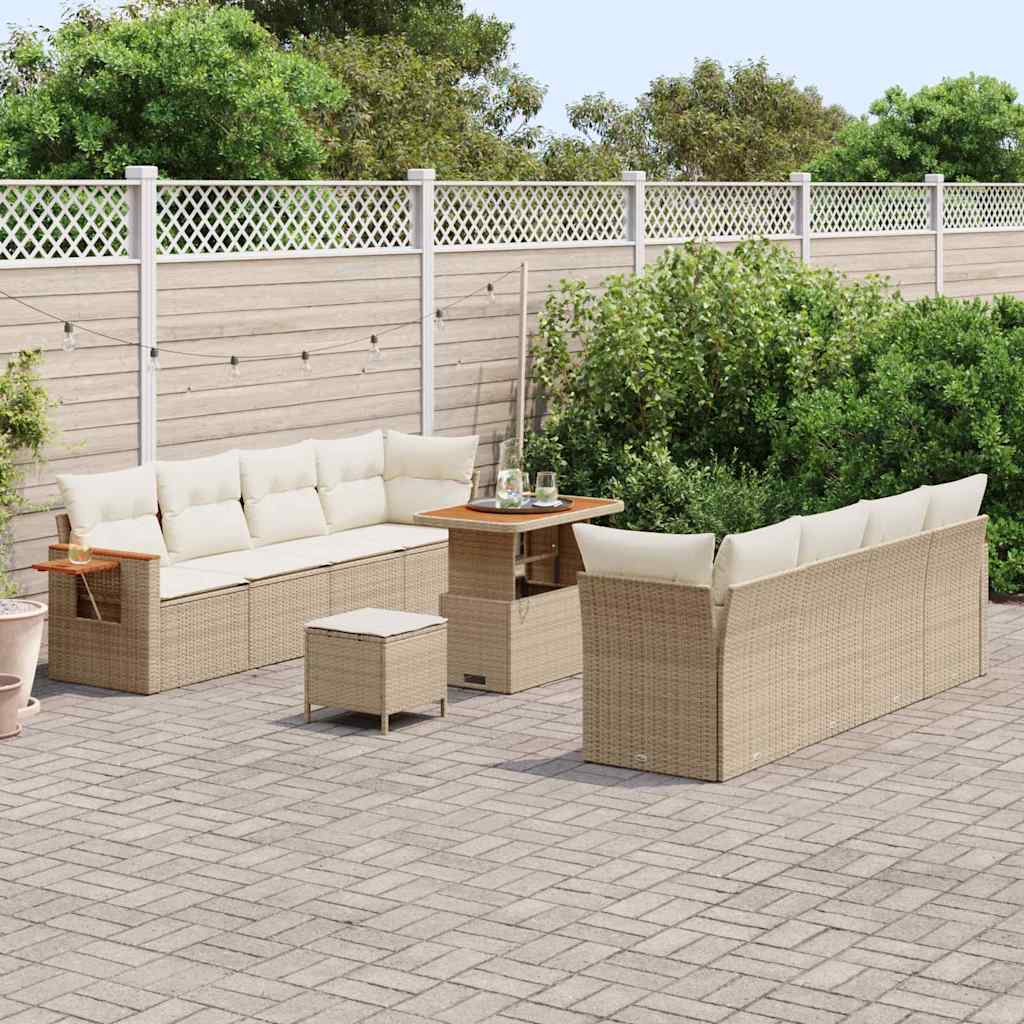 Gartensofa-set mit Kissen 11 pcs Beige und Creme