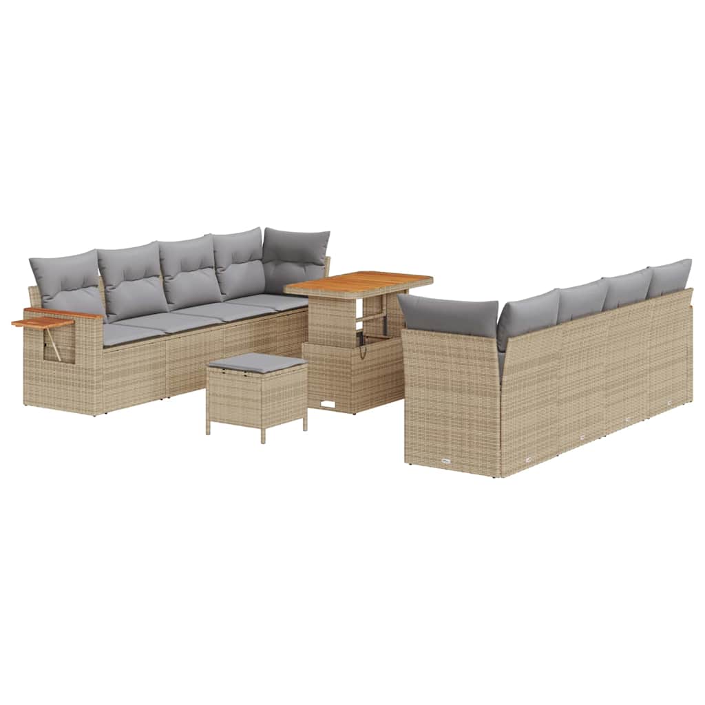Gartensofa-set mit Kissen 11 pcs Beige und Hellgrau